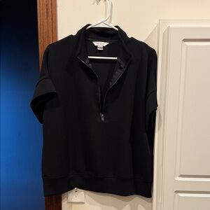 Rae Mode Black Half-Zip Short Sleeve Top
